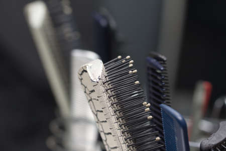 combs in the barbershopの写真素材