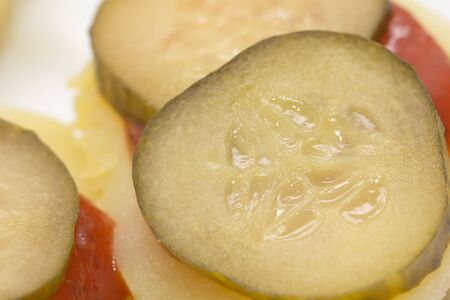 pickles on boiled potatoesの写真素材