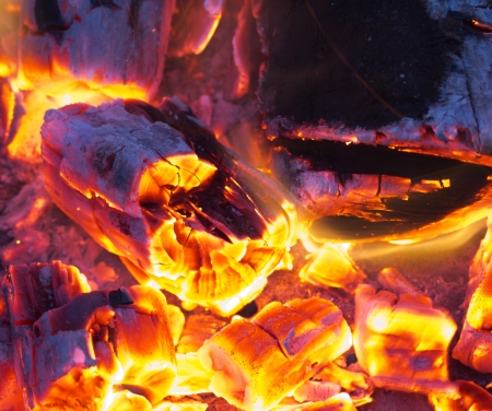 burning charcoal in the backgroundの写真素材