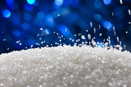 sugar on a blue backgroundの写真素材