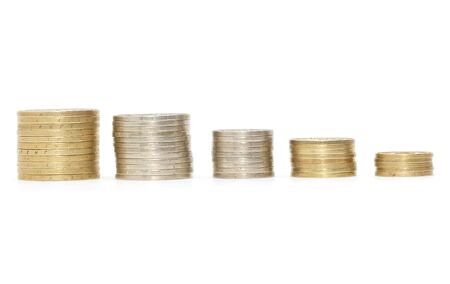 stack of coins isolated on a white background