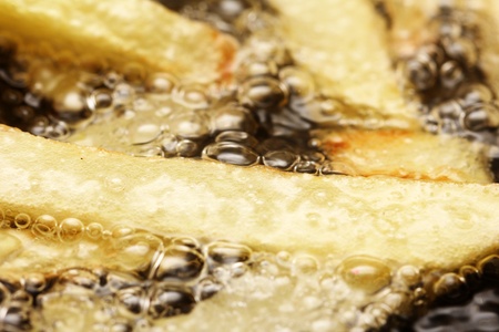 fried potato slices, potato chipsの写真素材