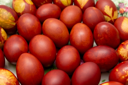 colored eggs on Orthodox Easterの写真素材