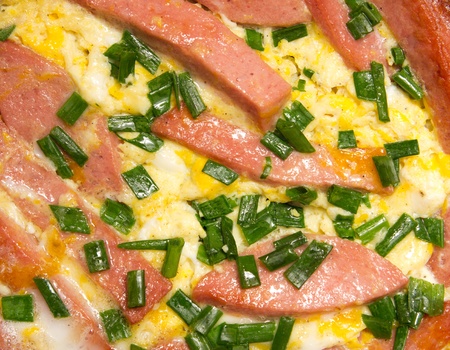 scrambled eggs and sausage for Breakfastの写真素材