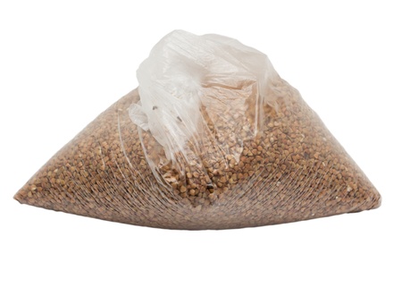 buckwheat in a plastic bagの写真素材