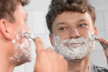 man shaves