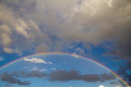 rainbow in the sky on the natureの写真素材