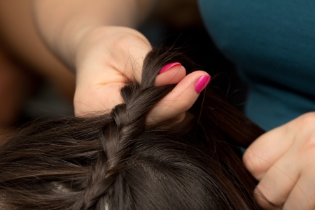 weave braids in the hair salonの写真素材