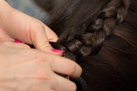 weave braids in the hair salonの写真素材