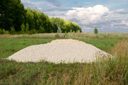 White crushed stone for construction of houseの写真素材