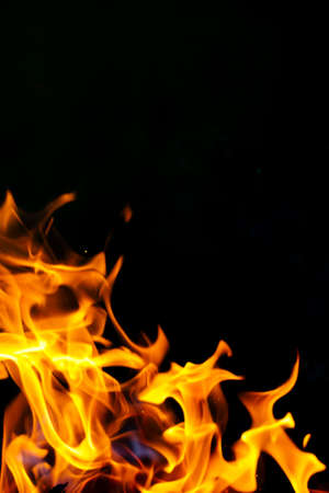 Fire flames on a black 