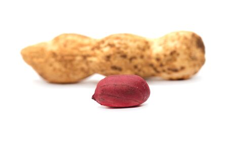 peanuts on a white background. macroの写真素材