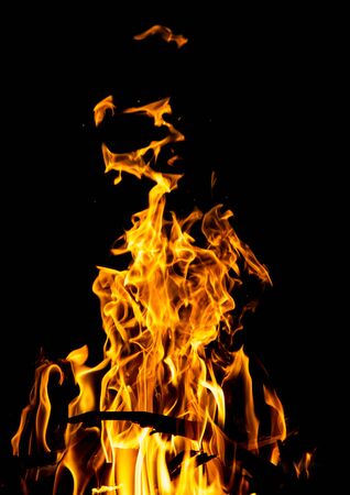 flame fire on black backgroundの写真素材