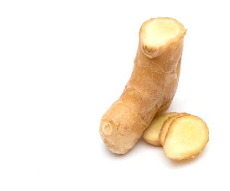ginger root on white background