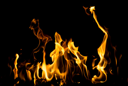 flame fire on black background