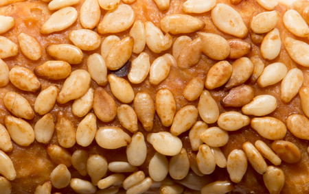 sesame seeds on a bun. macroの写真素材