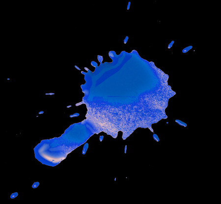 abstract blot blue drops on a black backgroundの写真素材