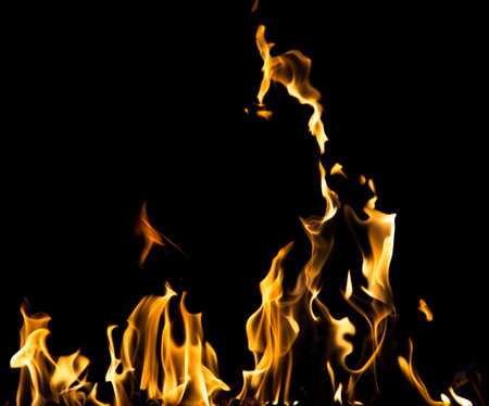 flame fire on black backgroundの写真素材