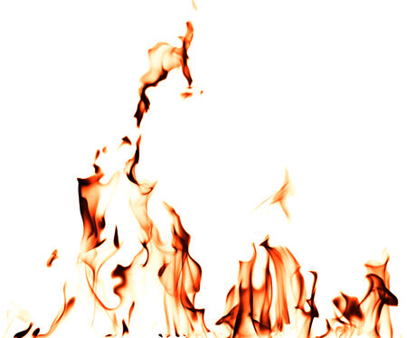 Fire flames on a white backgroundの写真素材