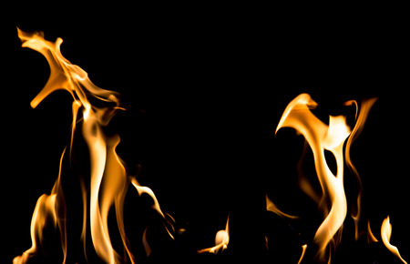 flame fire on black backgroundの写真素材