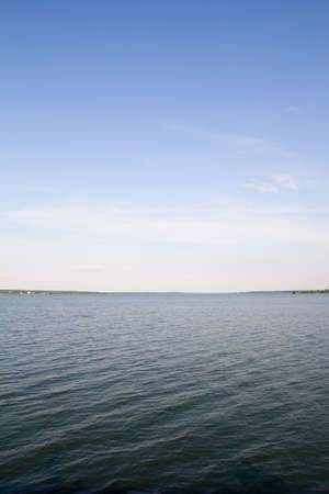 background of lake and blue skyの写真素材