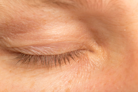 closed eye male. macroの写真素材