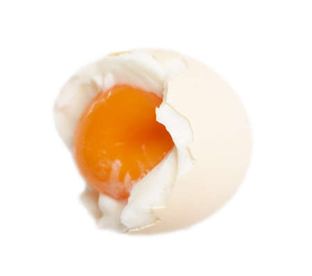 egg with yolk on white background
