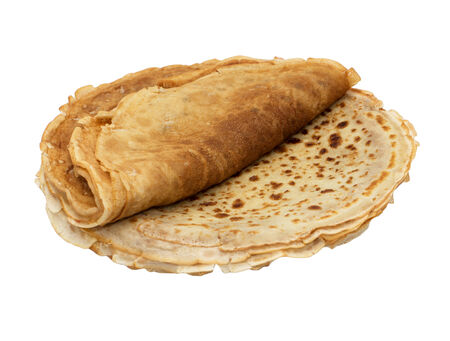 fried pancakes on white backgroundの写真素材