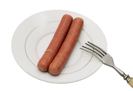 sausage on a white backgroundの写真素材