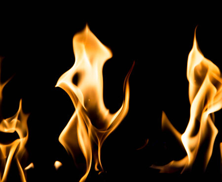 flame fire on black backgroundの写真素材