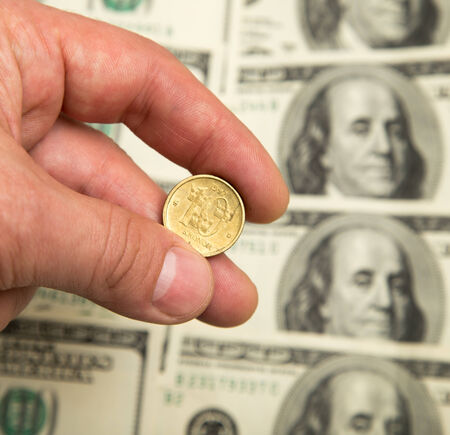 Swedish krona and the U.S. dollarの写真素材
