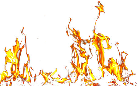 Fire flames on a white background