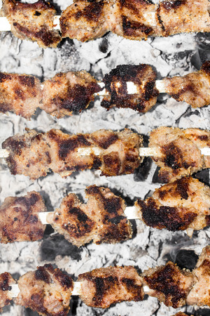 shish kebab on a stickの写真素材