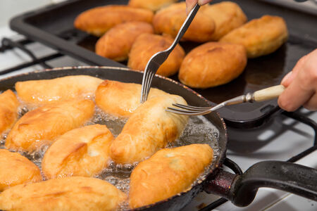 cakes fried in a panの写真素材