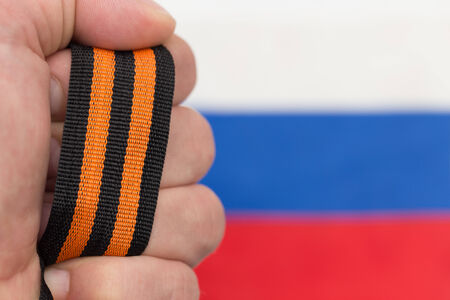 St. George ribbon and Russian flag
