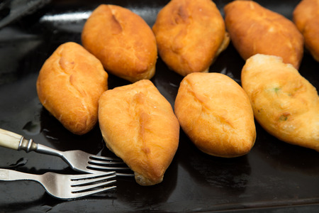 cakes fried in a panの写真素材