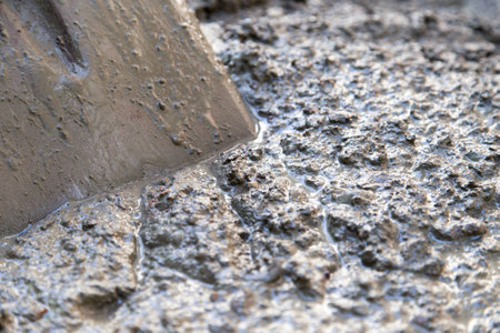 cement solution with a shovelの写真素材
