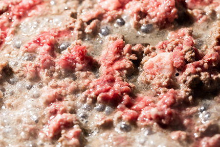 minced fried in a panの写真素材