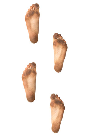 footprints on a white backgroundの写真素材
