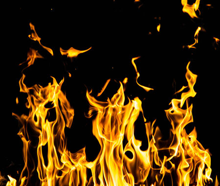 flame fire on black backgroundの写真素材