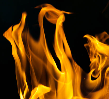 fire flames on a black backgroundの写真素材