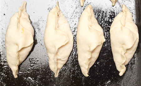 modeling dough piesの写真素材