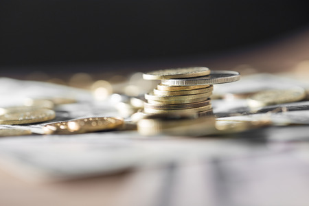 coins and dollars