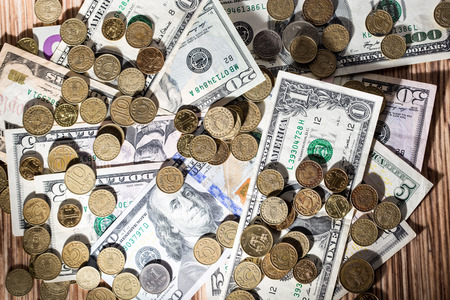 coins and dollarsの写真素材