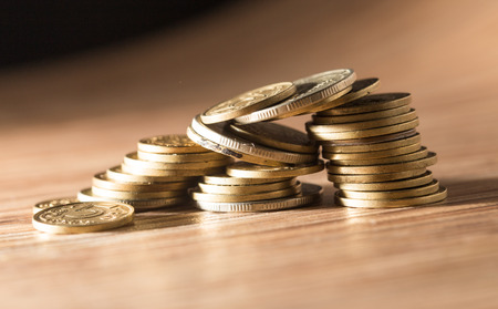 coins on the table. close-up