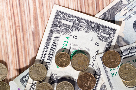 coins and dollarsの写真素材