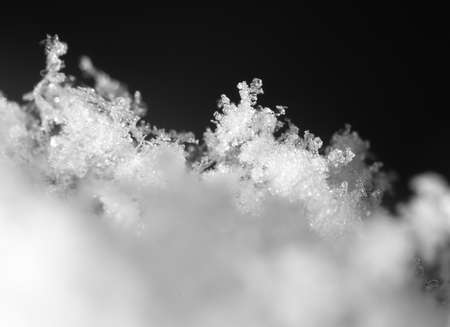 snowflakes on the ground. super macro