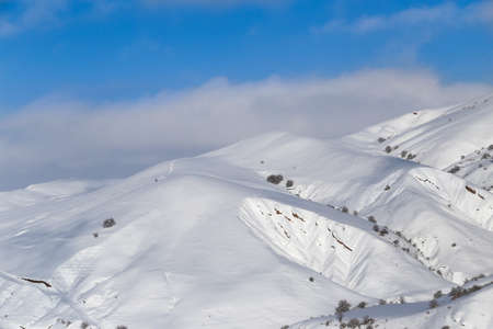 beautiful Tien-Shan mountains in the snow. in winter