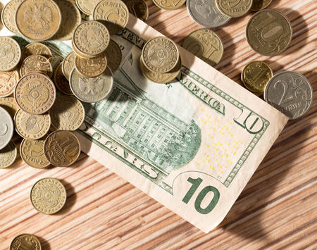 coins and dollarsの写真素材