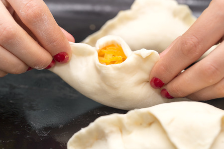 dough with pumpkinの写真素材